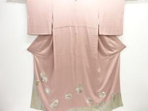 松尾光琳作　琳派草花図刺繍一つ紋色留袖(比翼衿付き)